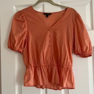 Coral/peach puff sleeve Banana Republic blouse
